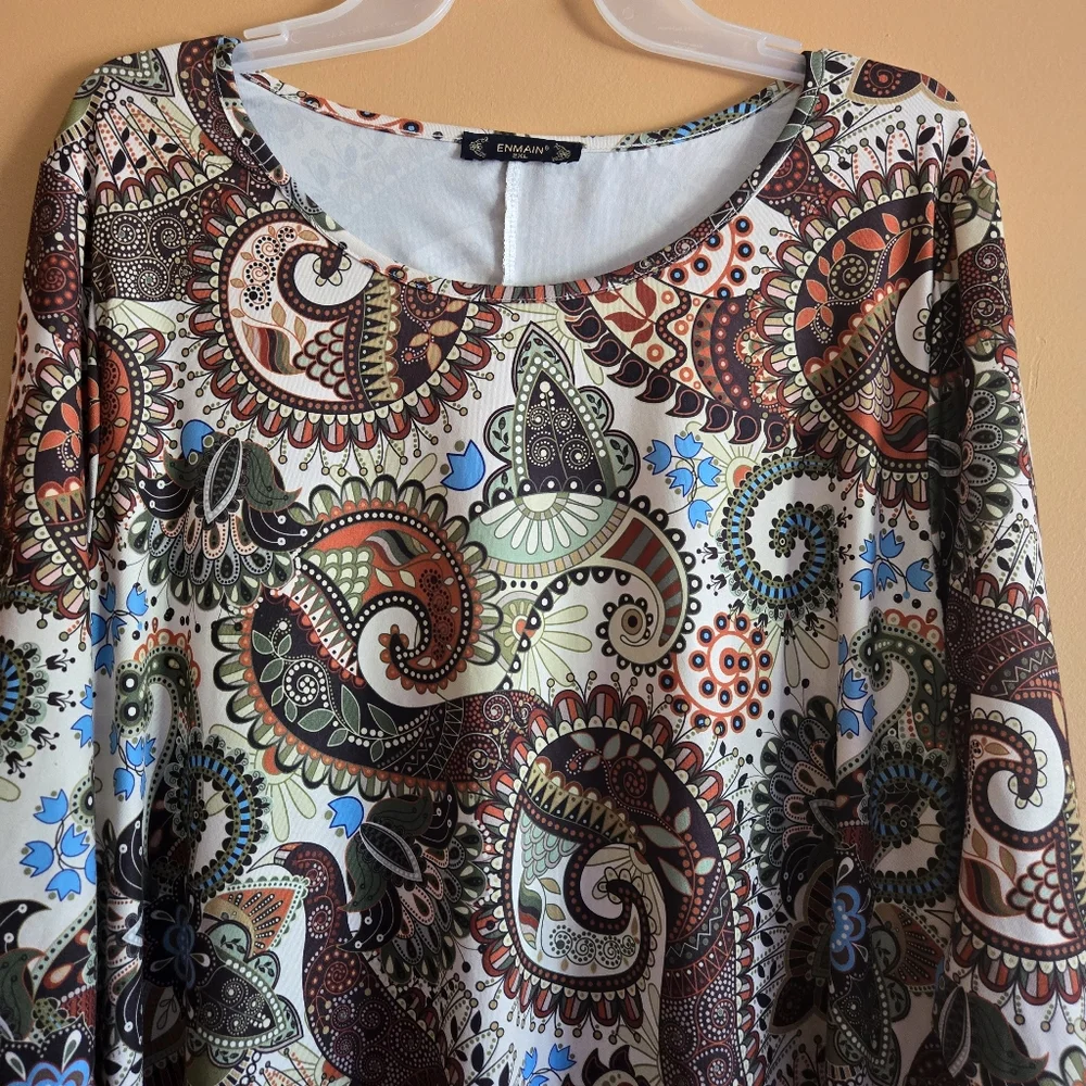 Enmain Paisley Top or Dress, 2XL (PTP=23") - Picture 1 of 4